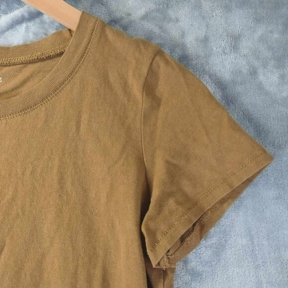 Madewell Brown Crewneck Tee XS 100% Cotton Earth Tone Minimalist Basic Army chic - Picture 4 of 8